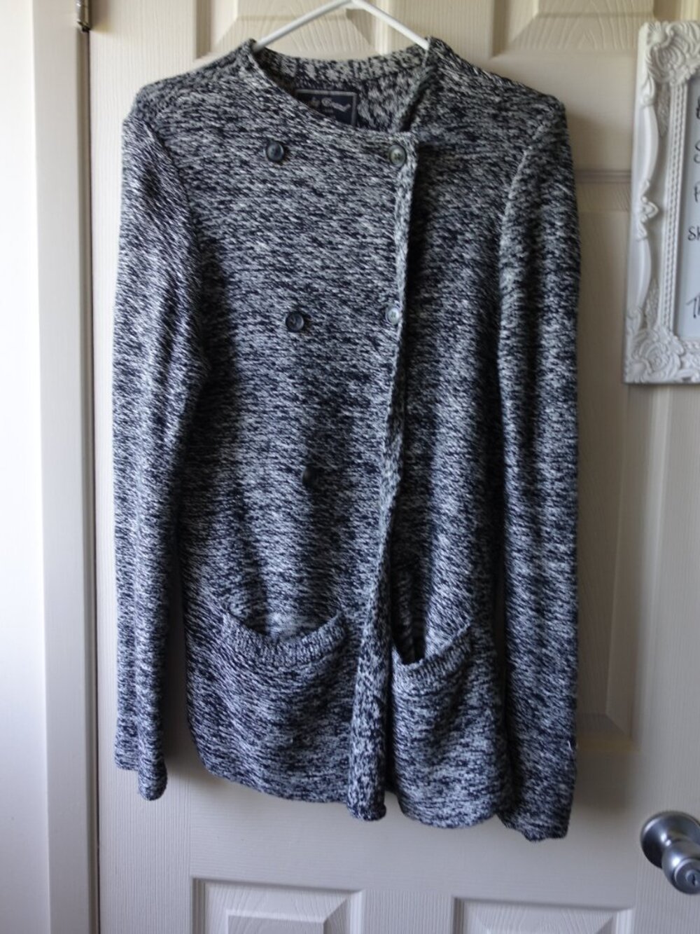 Lucky Brand Black and White Marled Cardigan Sweater
